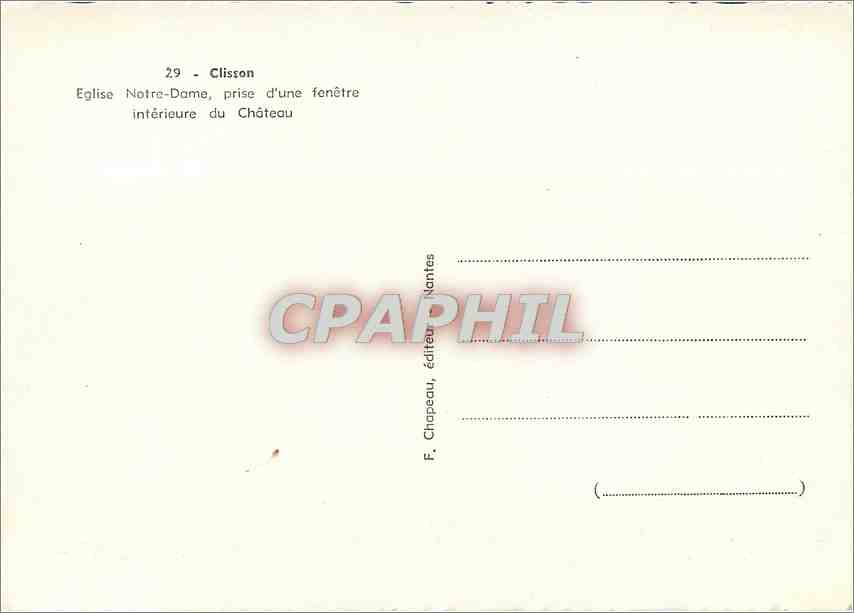 CPM Clisson Eglise N D prise d'une fenetre interieur du chateau — Rückseite