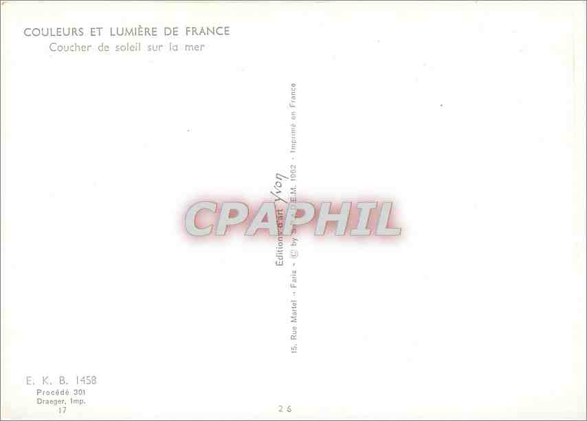 CPM Couleurs et Lumiere de la France Coucher de Soleil sur la mer — Rückseite