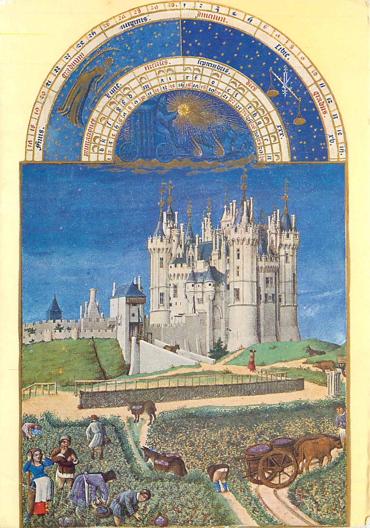 CPM Les tres riches heures du duc de Berry Chateau de Saumur Sept les Vendanges