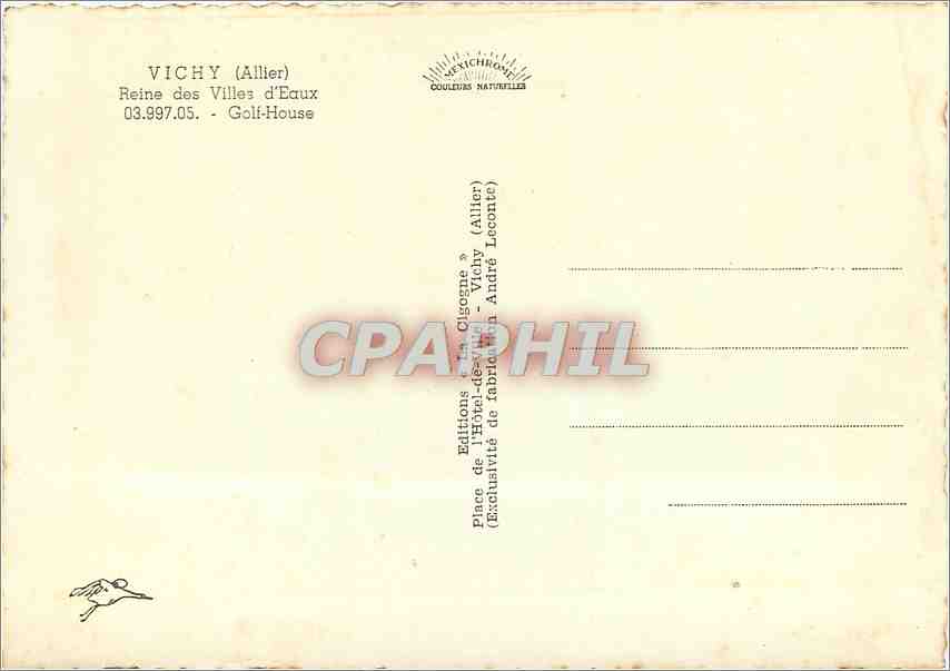 CPM Vichy (Allier) Reine des villes d'Eaux Golf House — Rückseite