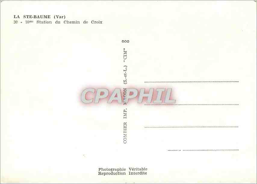 CPM La Sainte Baume (Var) 10me Station du chemin de croix — Verso
