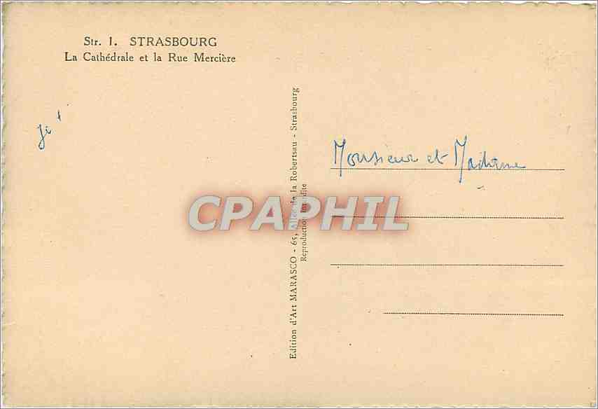 CPM Strasbourg La Cathedrale et la rue Merciere — Rückseite