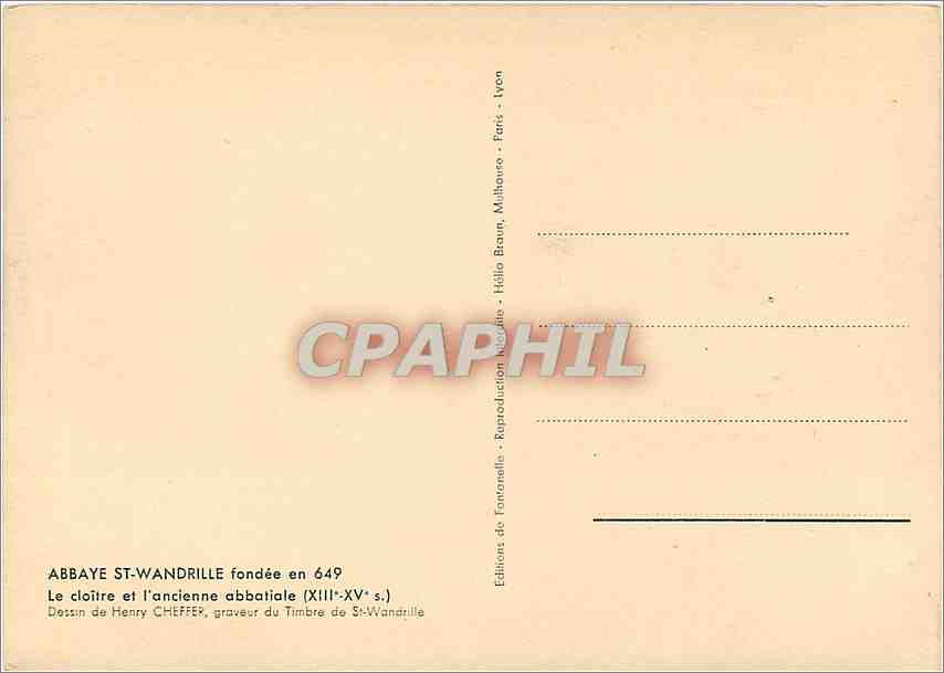 CPM Abbaye St Wandrille Fondee en 649 le cloitre et l'ancienne abbatialle (XIIIe XVe s) — Rückseite