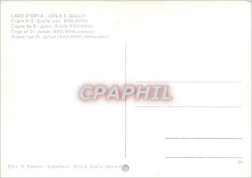 CPM Lago d'Orta Isola S Giullio Crypte de St Jules (Siecle XVII XVIII) — Rückseite