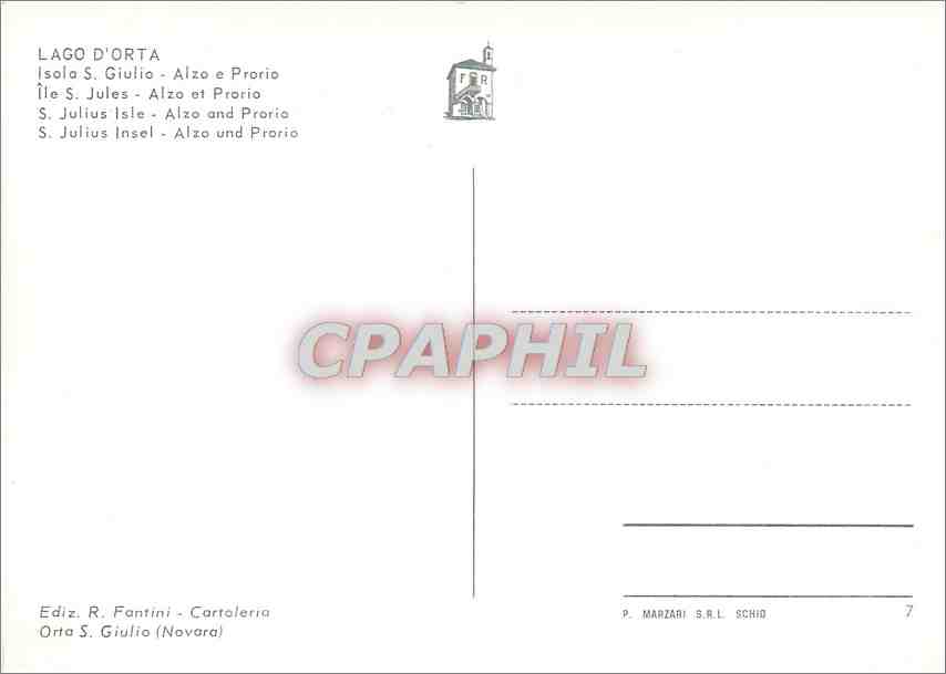 CPM Lago d'Orta Isola S Giullio Alzo e Prorio — Rückseite