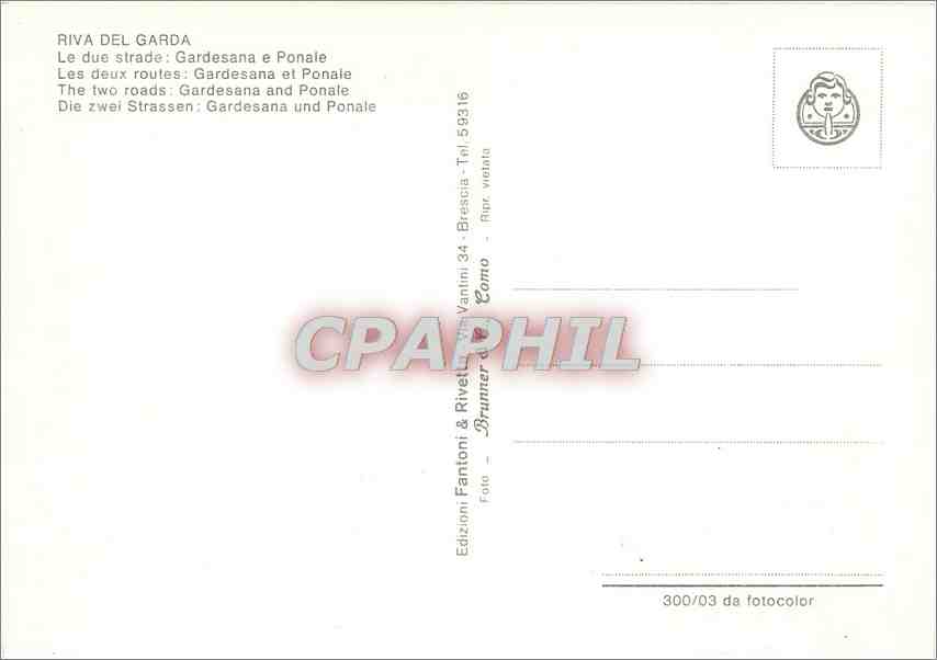 CPM Riva Del Garda Les deux strade Gardesana e Ponale — Rückseite