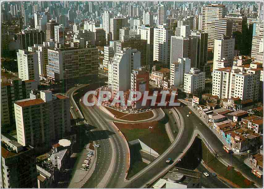 CPM Brasil Turistico Sao Paulon Aerial View of the Roads Ring of Consolacai Street with the Paulista