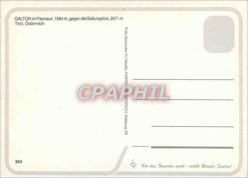 CPM Galturim Paznaun 1584 m gegen die Ballunspitze 2671 m tirol Osterreich — Rückseite