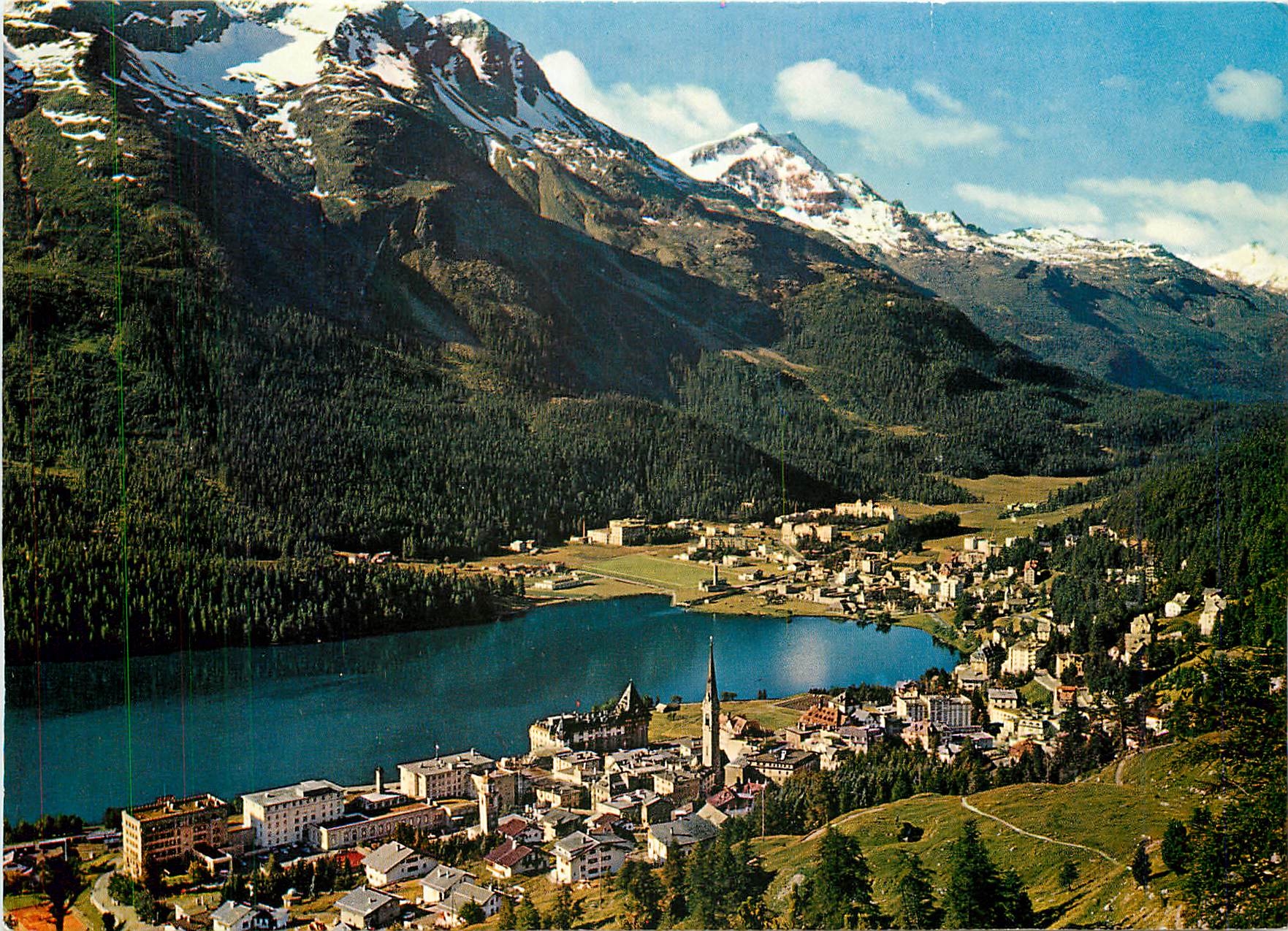 CPM St Moritz 1800 m M mit Piz Rosatsch und Piz Corvatsch