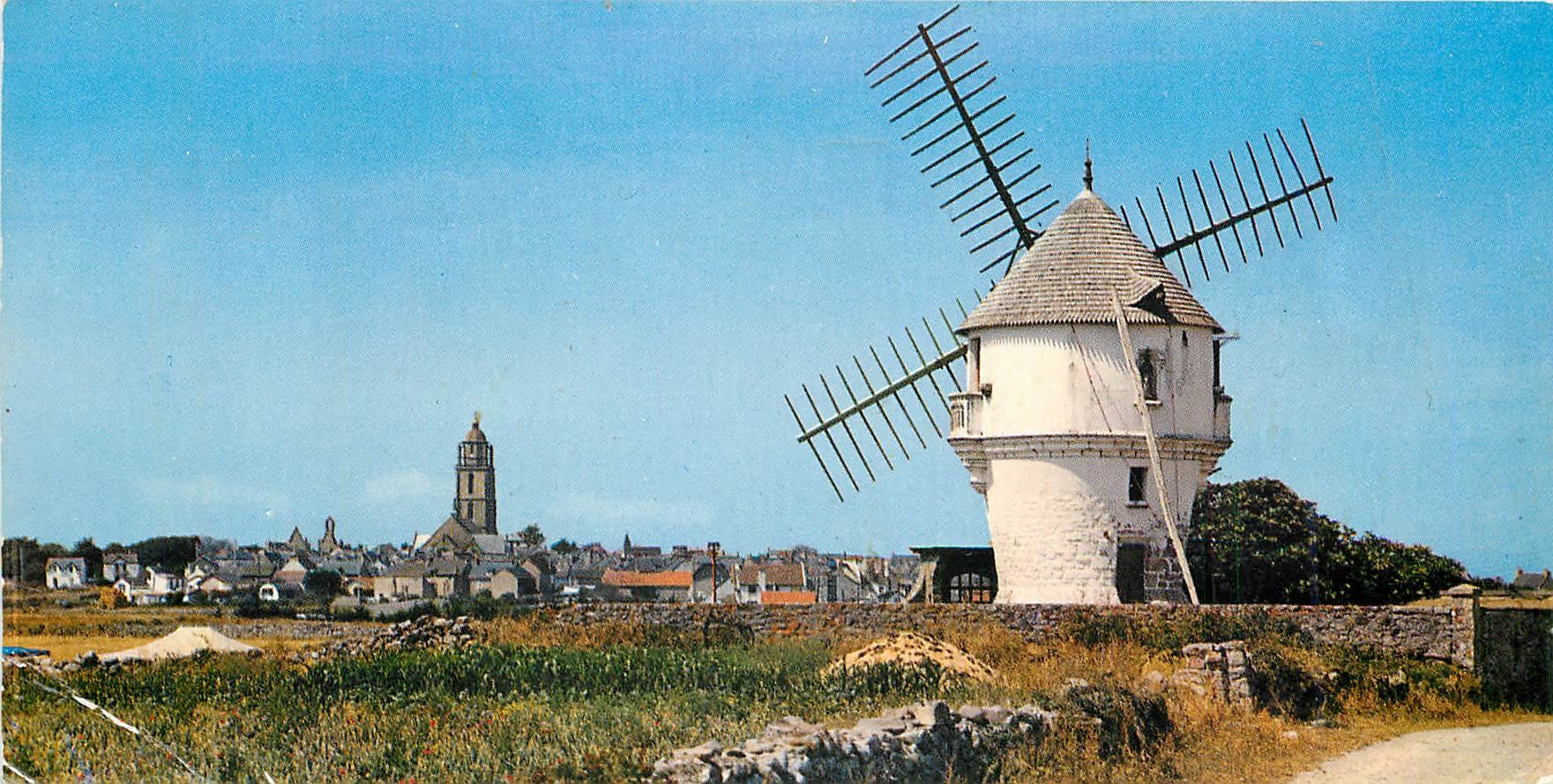 CPM Cote d'Amour (Loire Atlantique) Le Moulin de la Masse et le Bourg de Batz