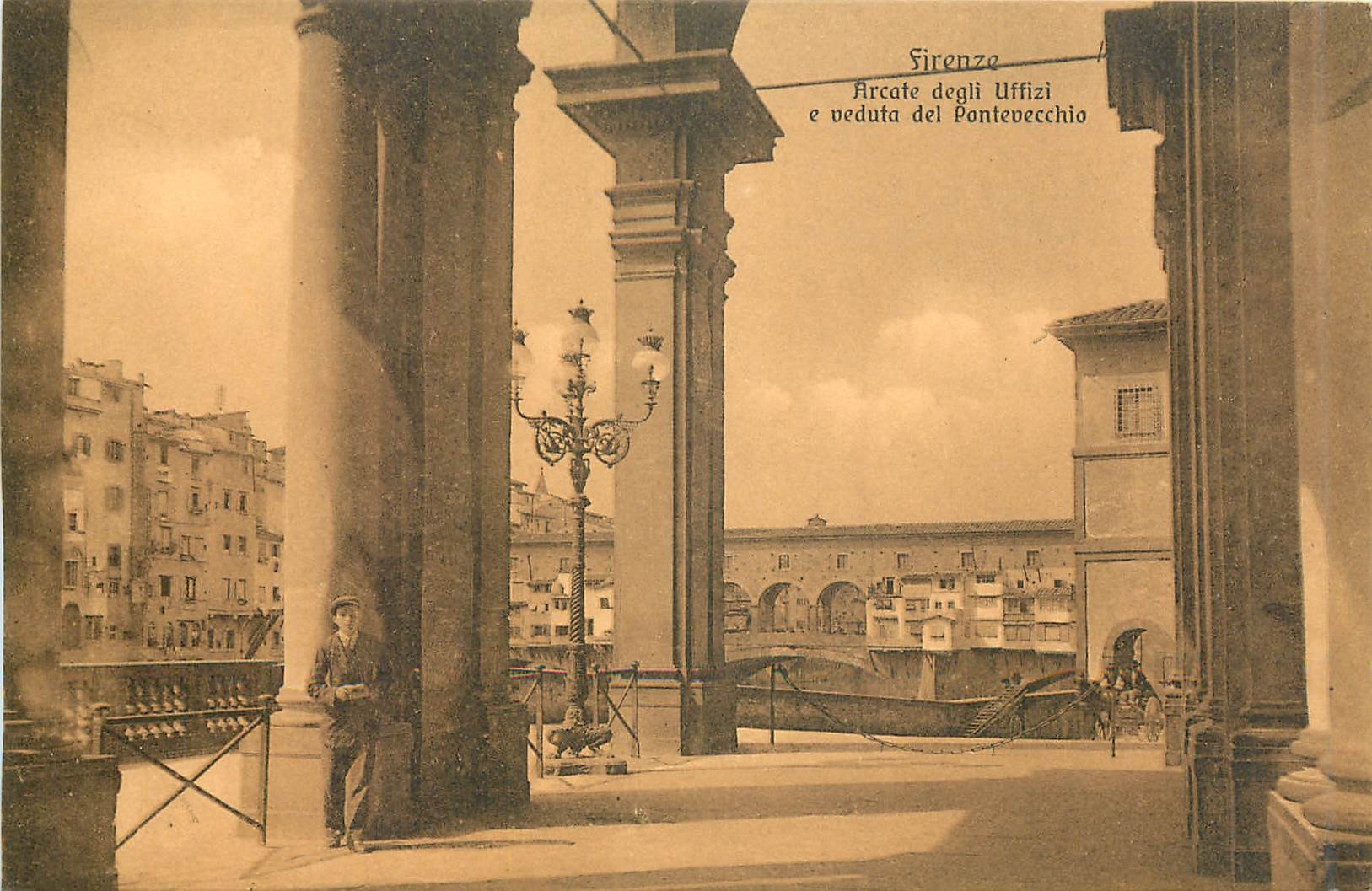 CPA Firenze Arcate degli Uffizi e veduta del Pontevecchio