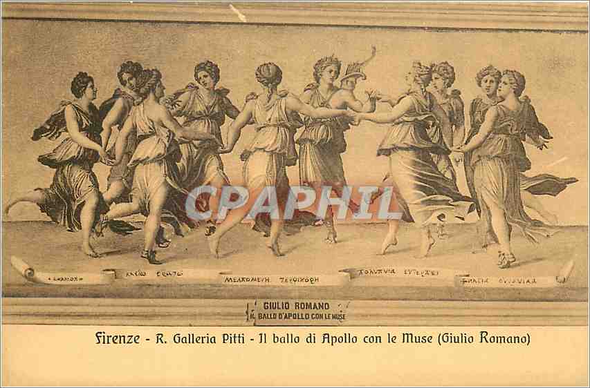 CPA Firenze R galleira Pitti Il ballo di Apollo can le Muse (Giulio Romano)