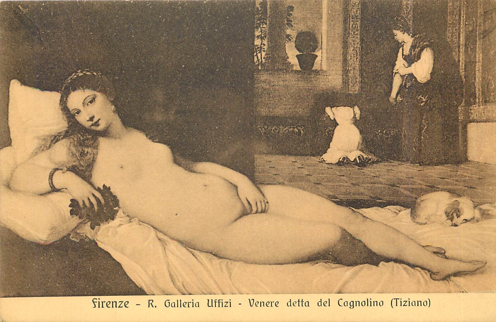 CPA Firenze R Galleria Uffizi Venere detta del Cagnolino (Tiziano)