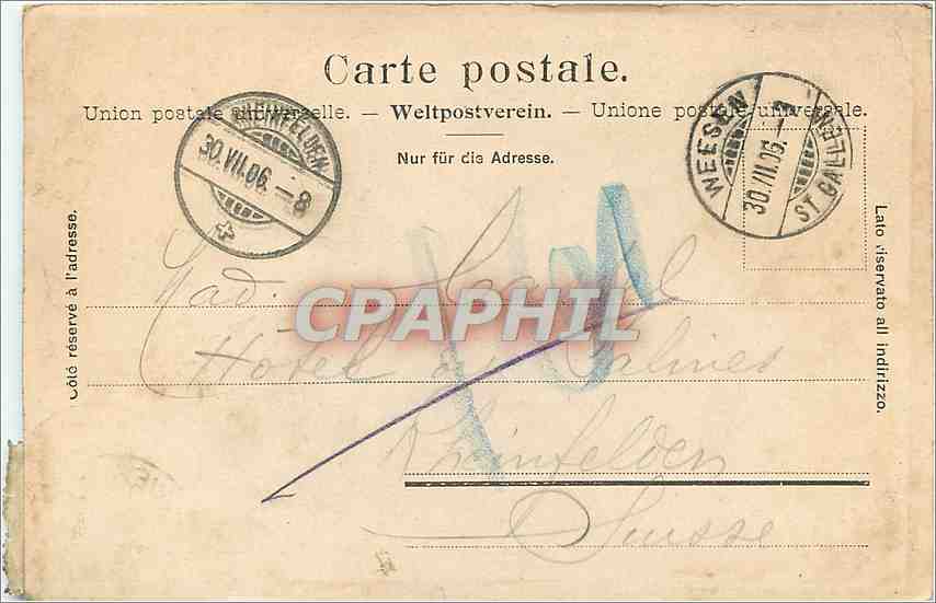 CPA Partie an der Poststrasse von nach Amden — Rückseite