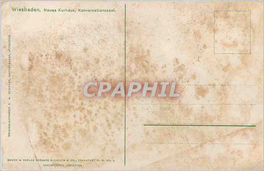 CPA Wiesbaden Neues Kurhaus Konversationassal — Rückseite