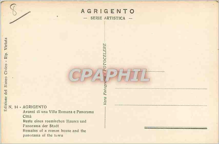 CPA Agrigento Reste eines roemischen Hauses end Panorama der Stadt — Back
