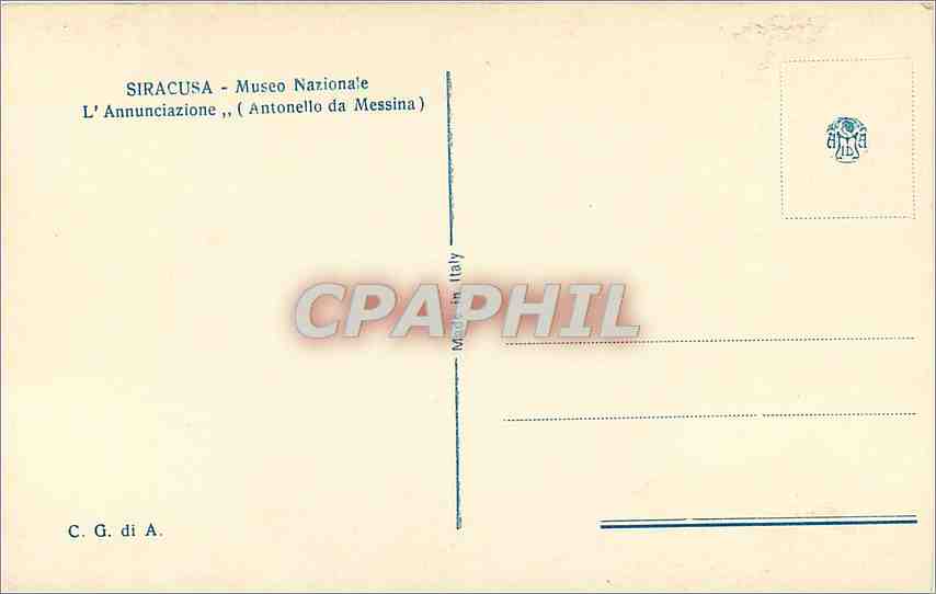 CPA Siracusa Museo Nazionale L'Annunciazione (Antenello da Messina) — Back
