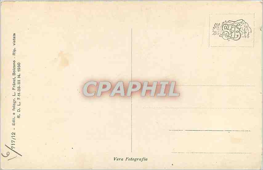 CPA La Mendola Cima Penegal m 1738 Vista sul Lago du Caldaro — Verso