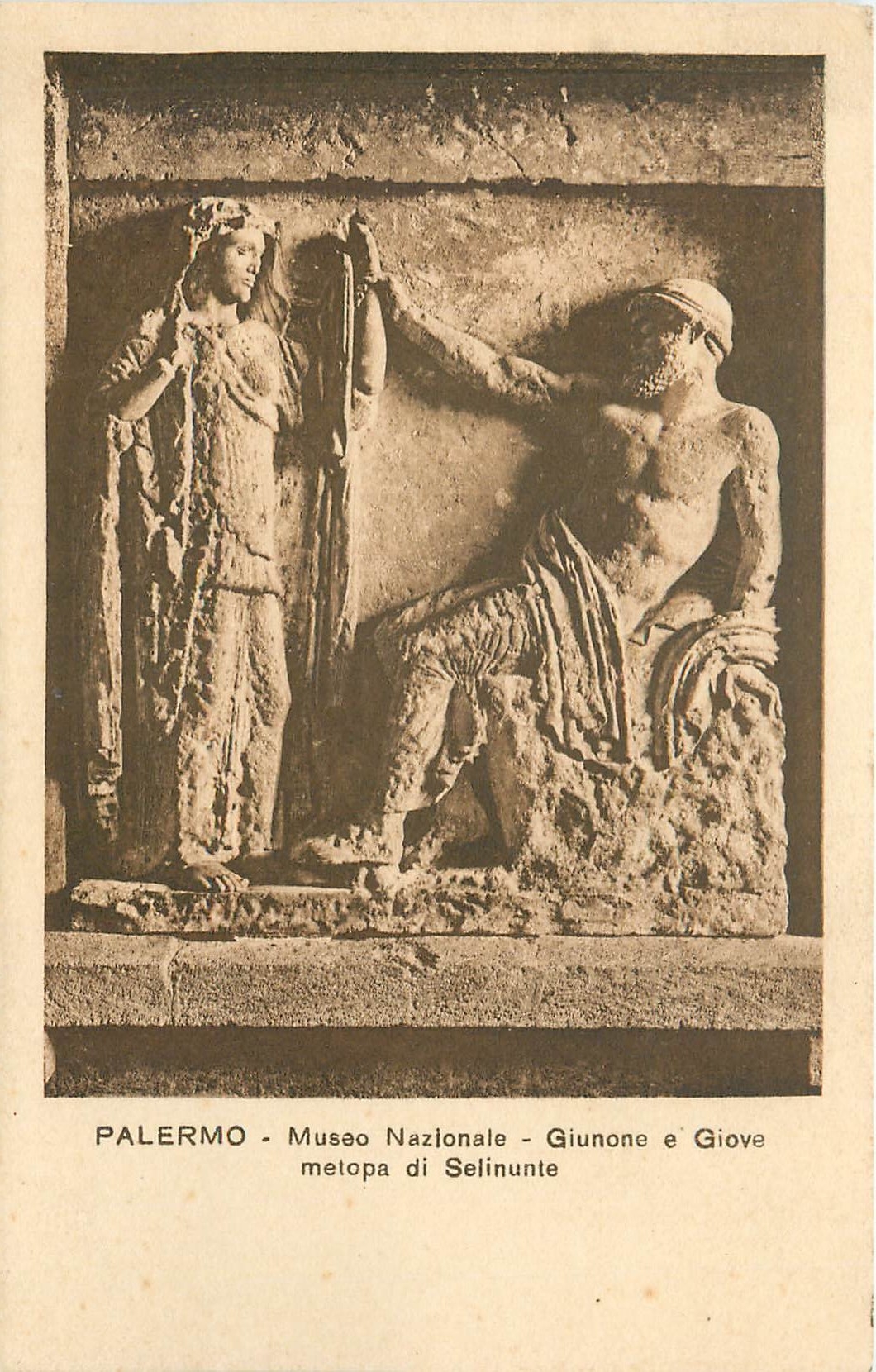 CPA Palermo Museo Nazionale Guinono Giove melopa di Selinunte