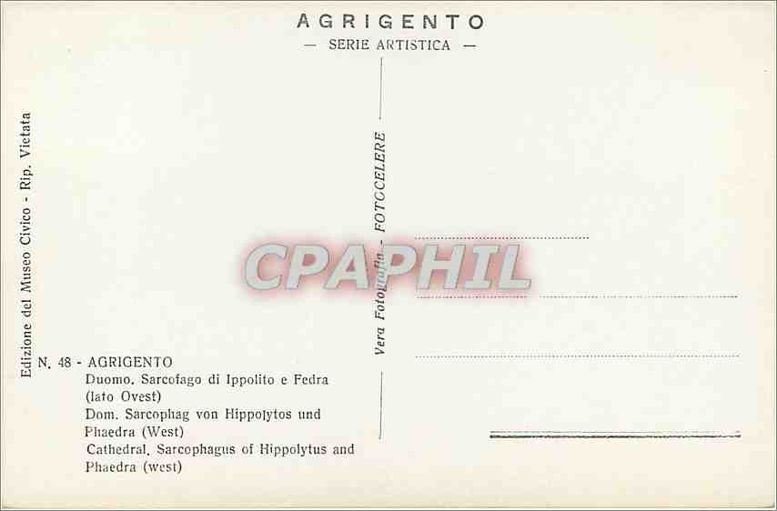 CPA Agrigento Cathedral Sarcophagus of Hippolytus and Phaedra West) — Rückseite