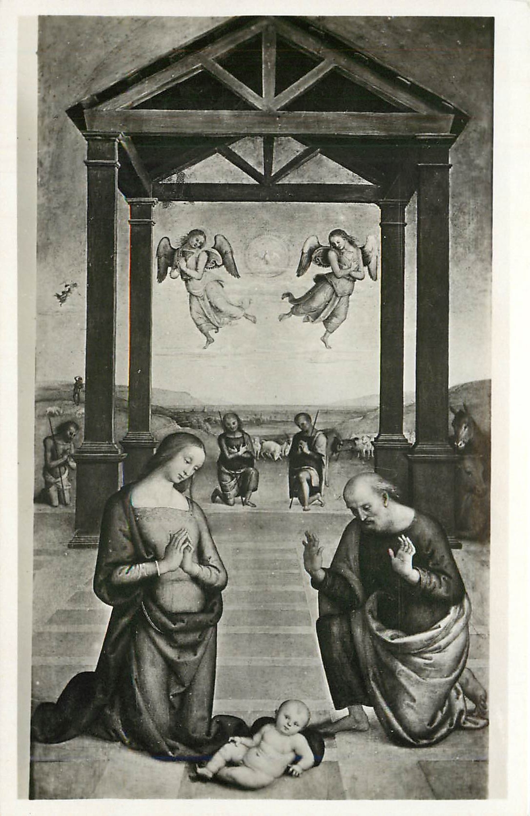 CPA Perugia R Pinacoleca Vannucci Il Presepto coi Pastori in adorazione (Perugino)