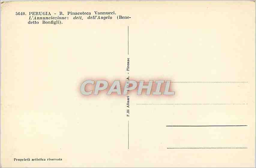 CPA Perugia R Pinacoteca Vannucci L'annunciazionz dell dell'Angelo (Benedetto Bonflgli)s  — Rückseite