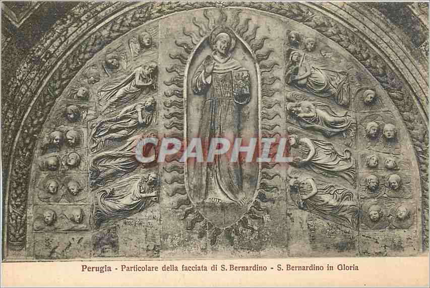 CPA Perugia Particolare della Facciata di S Bernardino S Bernardino in Gloria