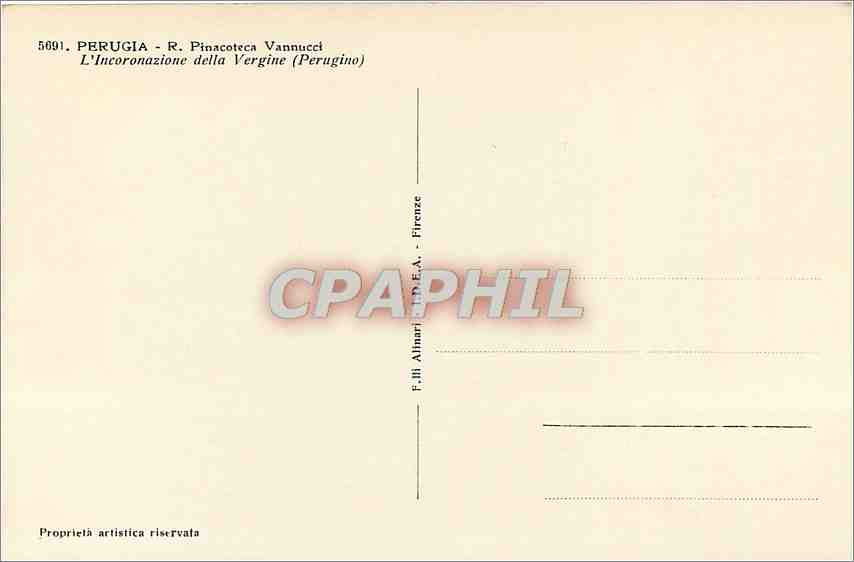 CPA Perugia R Pinacoteca Vannucci La Vergine pariticolare (Benedetto Bonflgli) — Rückseite