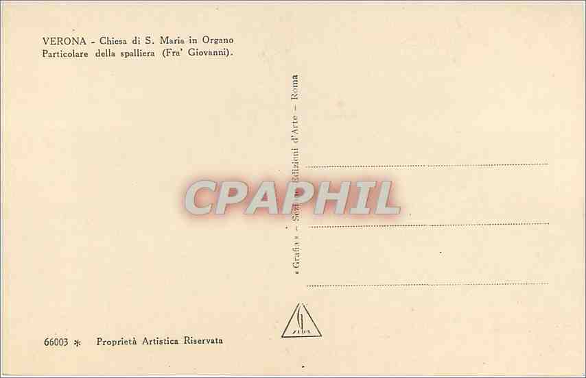 CPA Verona Chiesa di S Maria in Organo Particolare della spalliera (Fra Giovanni) — Rückseite