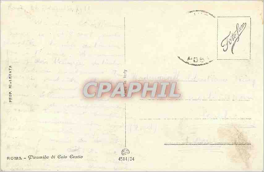 CPA Roma Pizamibe du Caio Cesto — Rückseite