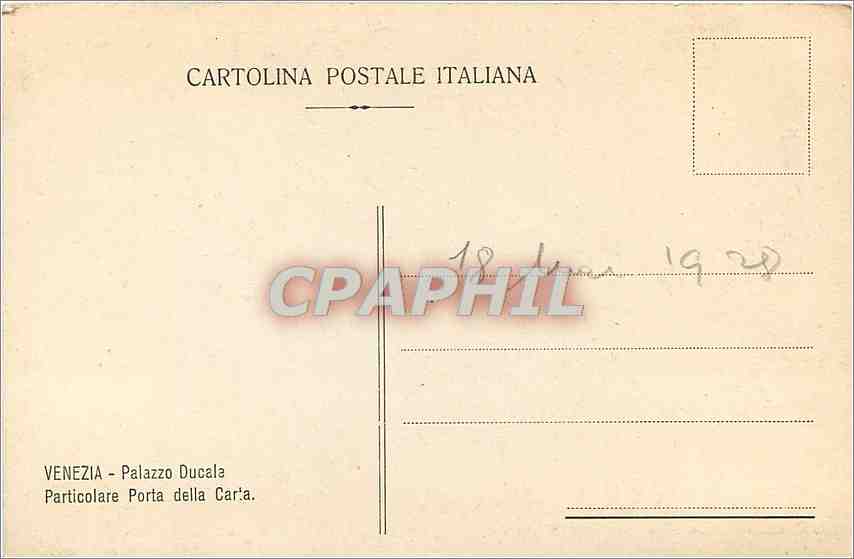 CPA Venezia Palazzo Ducale Particolare Porta della Carta Lion — Rückseite