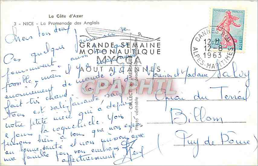 CPM La Cote d'Azur Nice La Promenade des Anglais — Rückseite