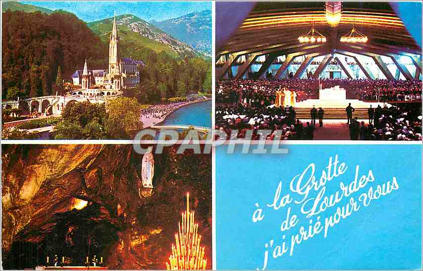 CPM Lourdes (Htes Pyr) La Basilique Souterraine La basilique et le Pont La Grotte Miraculeuse