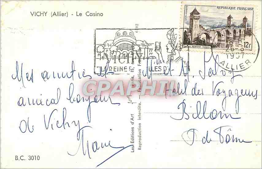 CPM Vichy (Allier) Le Casino — Rückseite