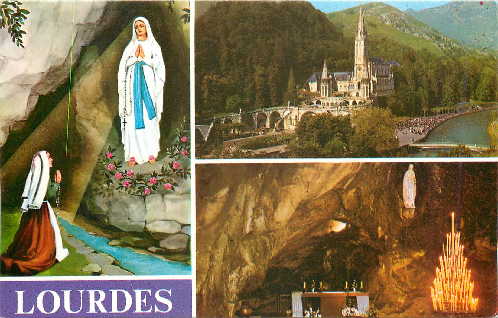 CPM Lourdes (Hautes Pyr) L'Apparition la Bassilique La Grotte