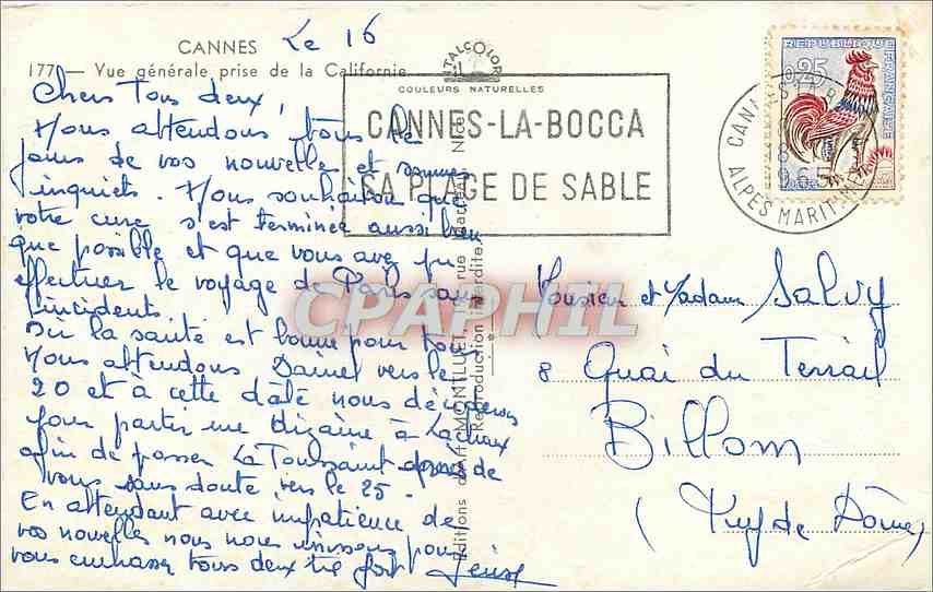 CPM Cannes Vue generale prise de la Californie — Verso