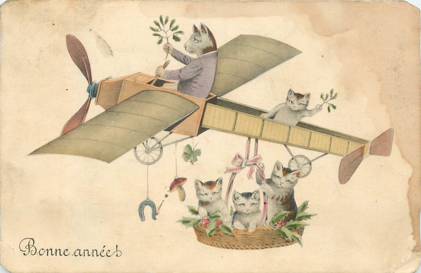 CPA Bonne Annee Avion Aviation