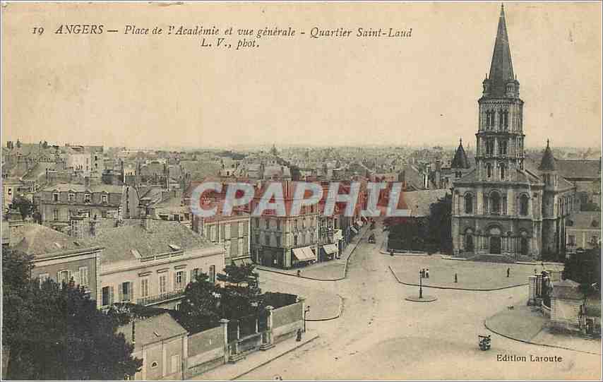 CPA Angers Place de l'Academie et vue generale Quartier Saint Laud