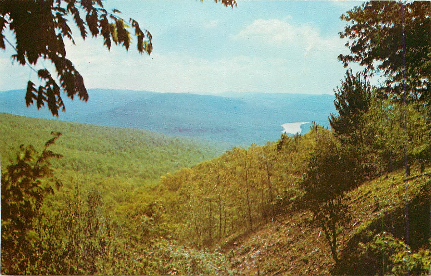 CPM View from 100 ft Mt Gayler Tower on U S Highway 71in the boston Moutains Range of Arkansas Ozark