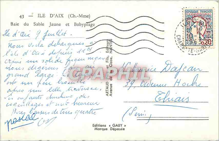 CPM Ile D'Aix (Ch Mme) Baie du Sable Jaune et Babyplage — Rückseite