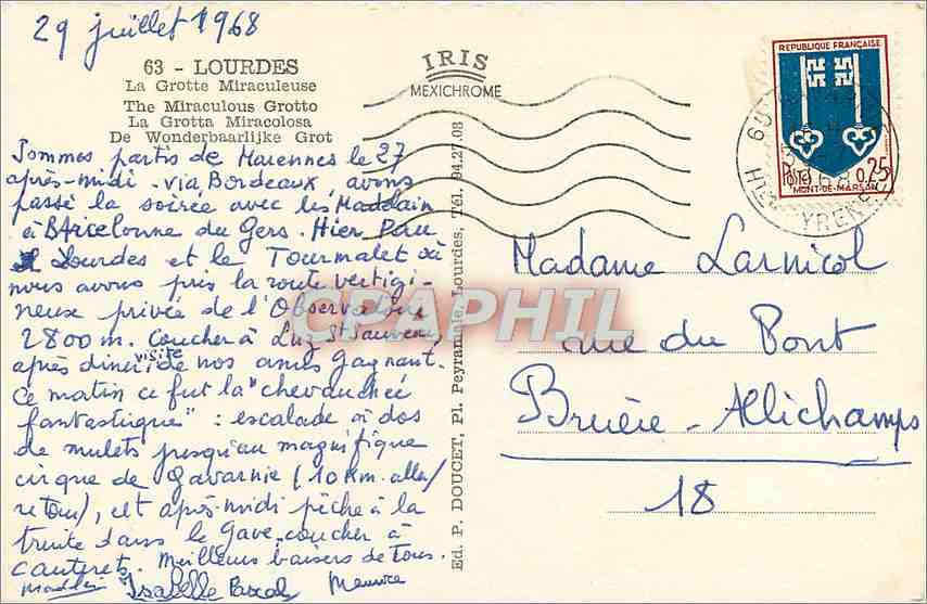 CPM Lourdes La Crotte Miraculeuse — Back