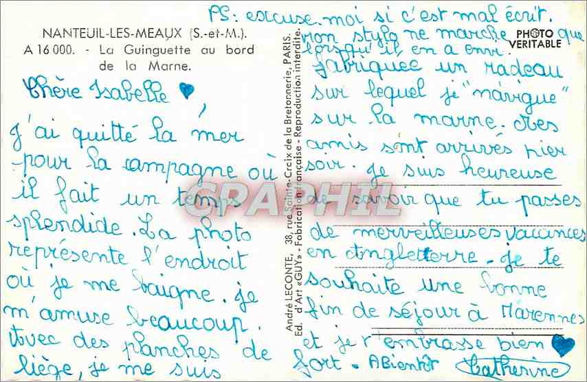 CPM Nanteuil les Meaux (S et M) La Guinguette au bord de la Marne — Verso