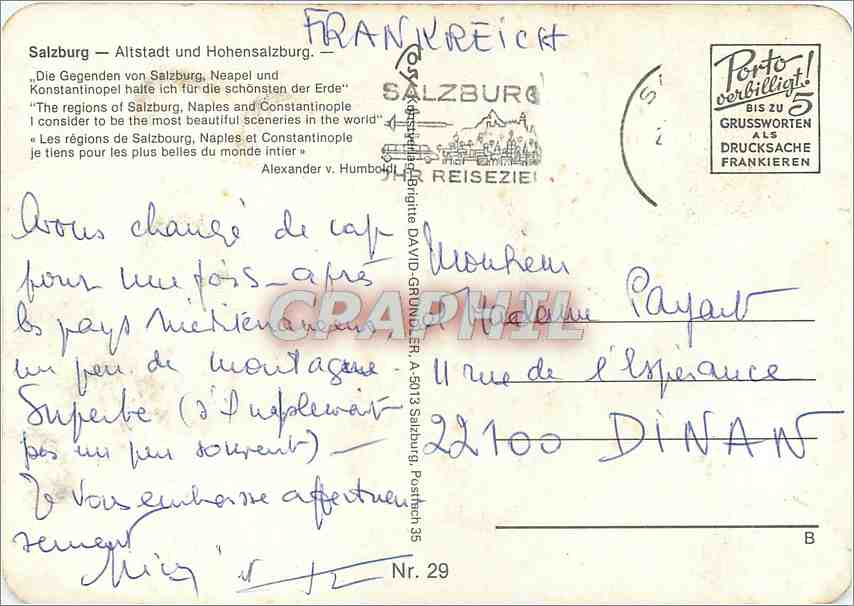 CPM Altstadt und Hohensalzburg  — Rückseite