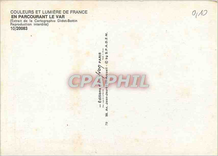 Carte postale du Var — Carte géographique avec vignettes — Éditions Jean-Jaurès-Arcueil — Verso