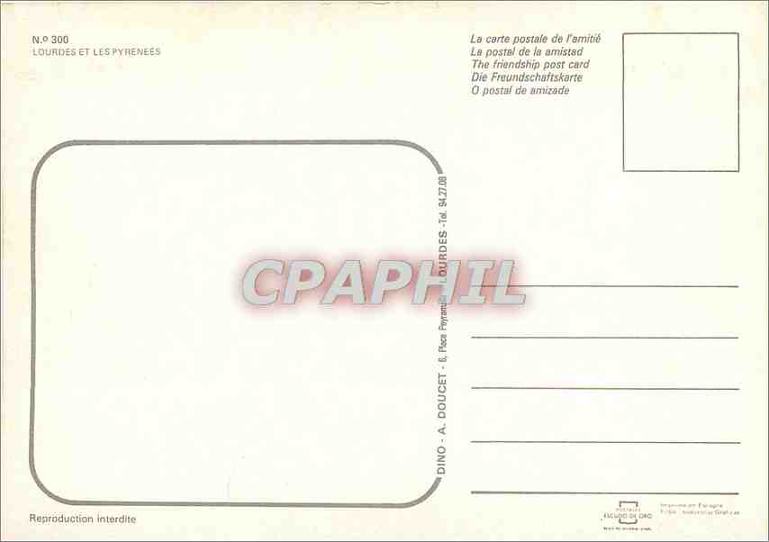 CPM Lourdes et les Pyrenees — Verso
