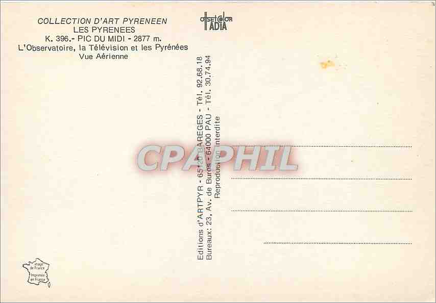 Vue aérienne de l'observatoire du Pic du Midi — Collection Art Pyrénéen, éditions ARTPYR — Reverso