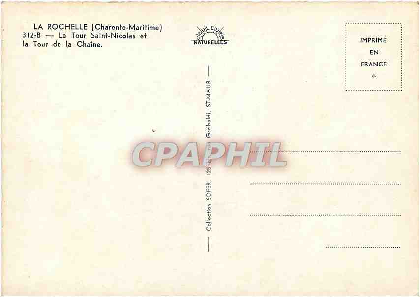 CPM La Rochelle (Char Mar) La Tour Nicolas et la Tour de la Chaine Bateaux — Rückseite