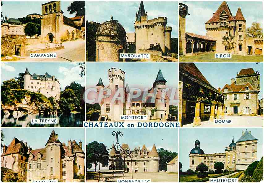 CPM Chateaux en Bourgogne Campagne Marouatte Biron La Treyne Domme Hautefort Lanquais