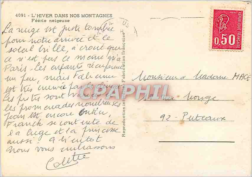 CPM L'Hiver dans Nos Montagnes Feerie neigeuse — Rückseite