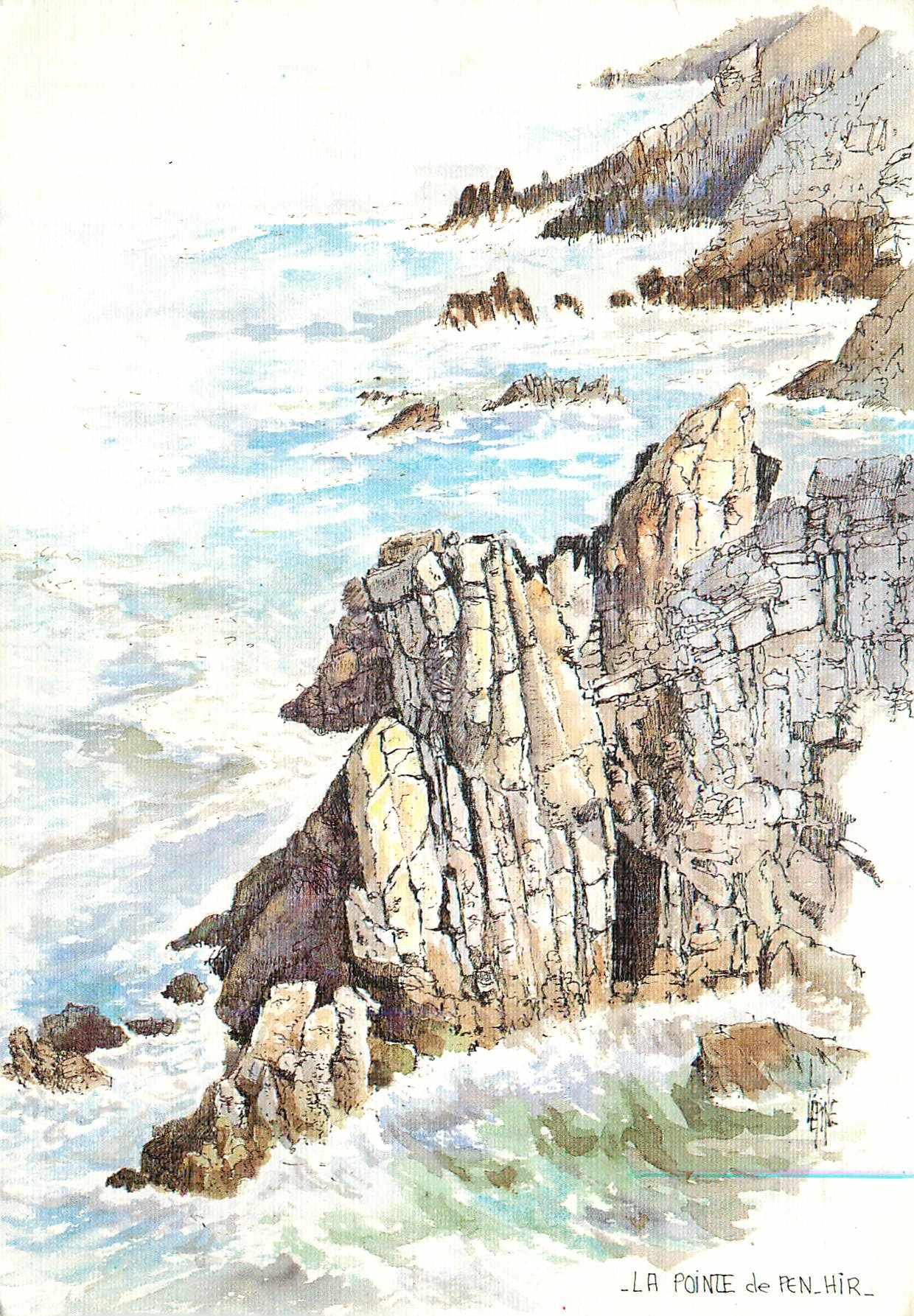 CPM La Pointe de Pen HIR aquarelle originale de Robert Leoine